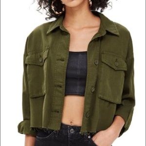 Topshop Cropped Army Green Coat